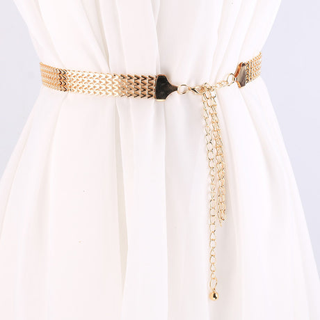 Metallic Wave Pattern Waist Chain Belt