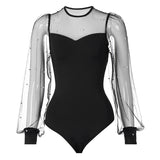 Soren Pearl Long Sleeved Mesh Bodysuit