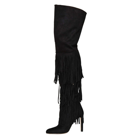 Sultry Suede Fringe Over-The-Knee Boots