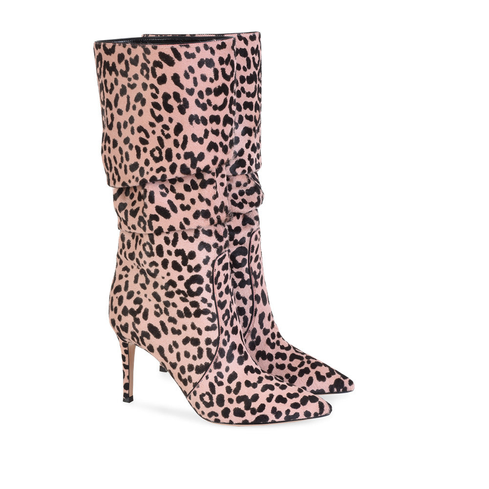 Leopard Seduction High-Heeled Winter Boots