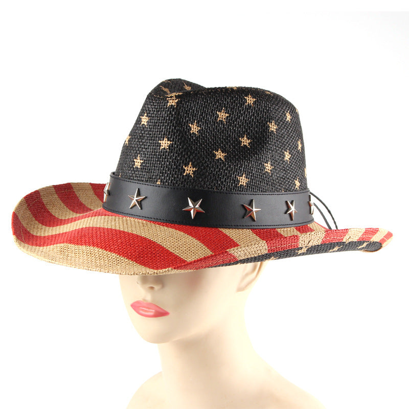 Double-layer Printed Straw Cowboy Hat