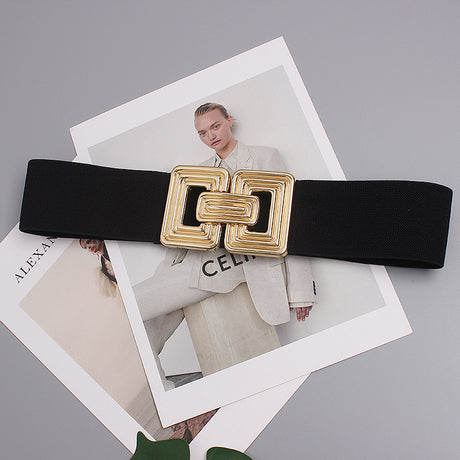 Golden Glam Metal Buckle Jute Waist Belt