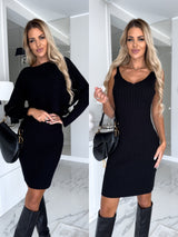 Samantha Ribbed Knit Sweater Midi Dress