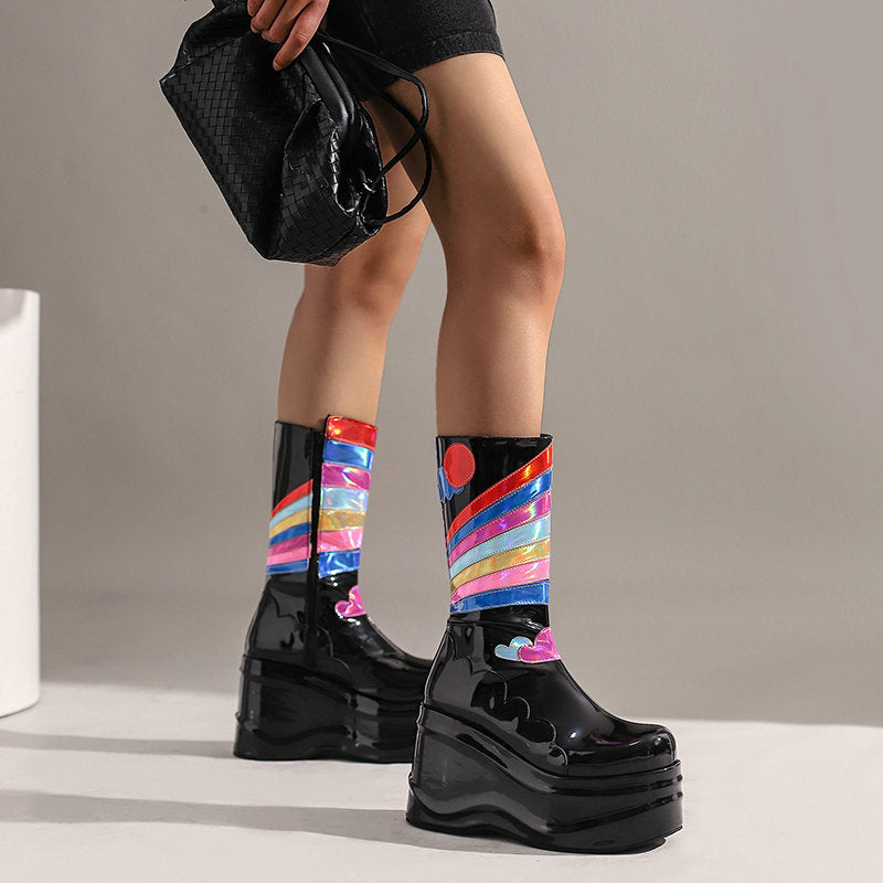 Sultry Siren Zip-Up Knee-high Platform Boots