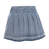 Pleated Blue Wash Street Skirt