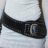 Retro Charm Leather Wide Belt