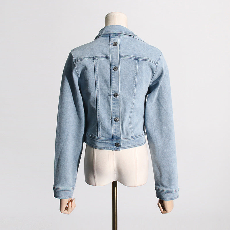 Claire Asymmetrical Neckline Jean Jacket