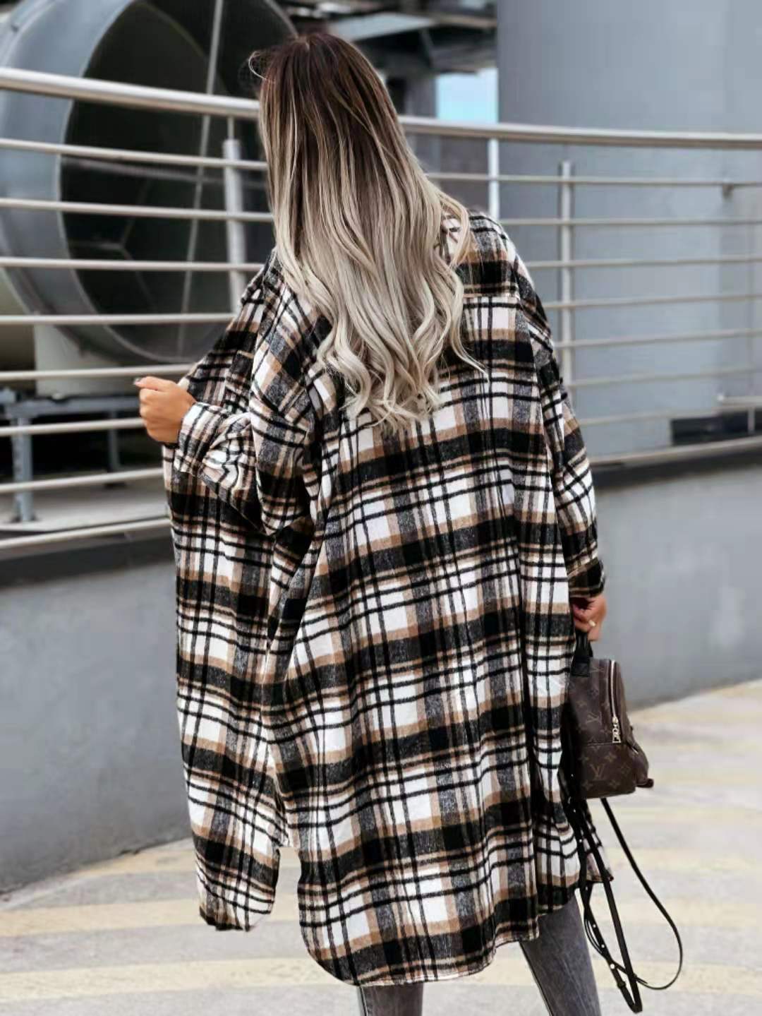 Oversized Plaid Cardigan