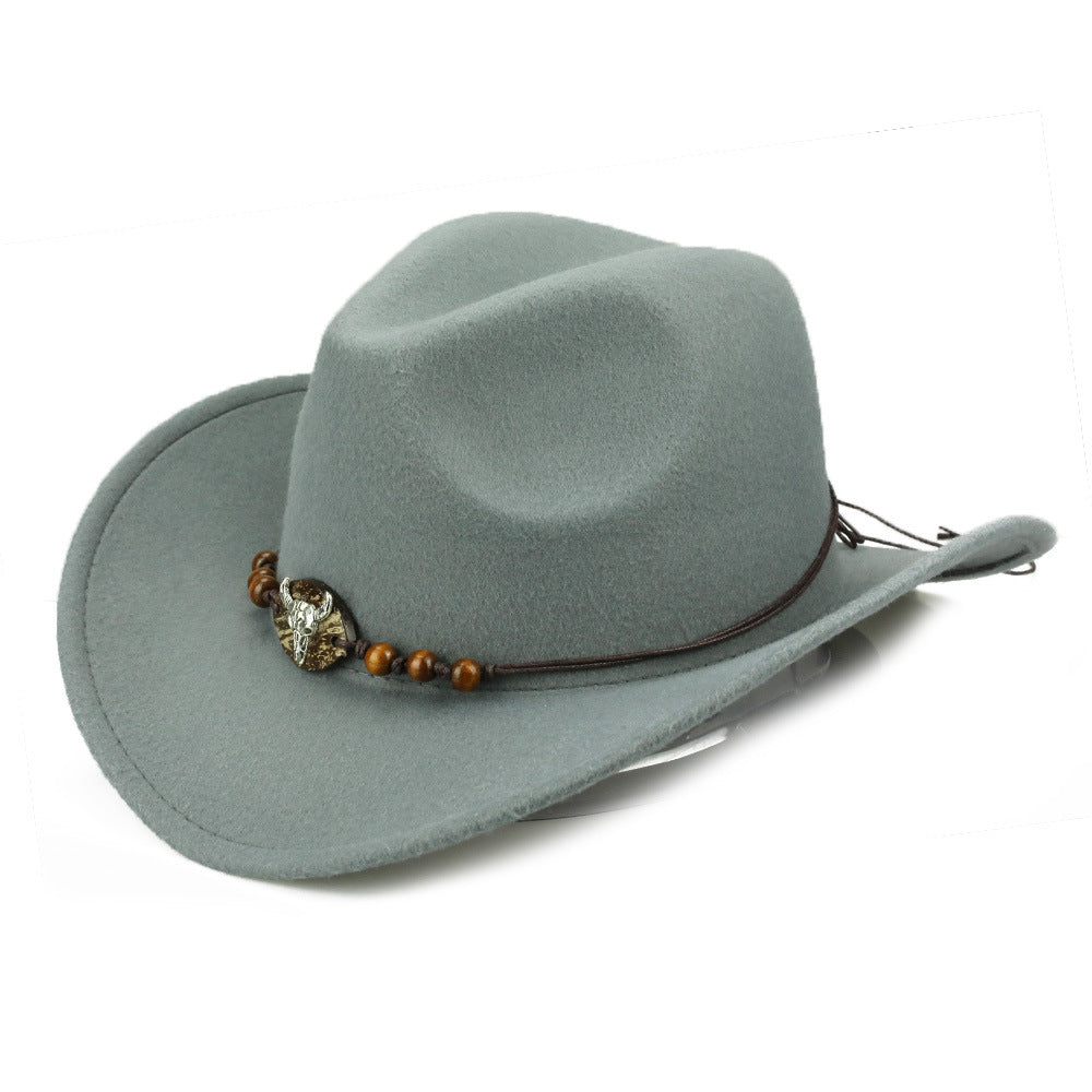 Beaded Bull Head Fedora Cowboy Hat