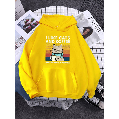 Cats & Coffee Printed Women's Hoodie