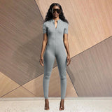 Solid Color Casual Sports Jumpsuit