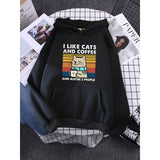 Cats & Coffee Printed Women's Hoodie