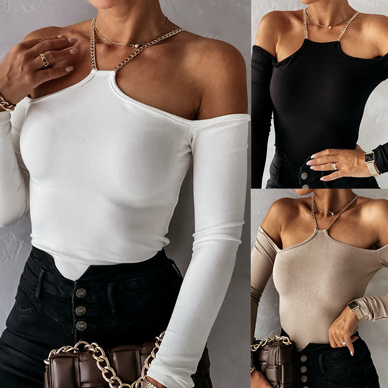 Azalea Chain Halter Off Shoulder Top