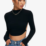 Backless Long Sleeved Crop Top