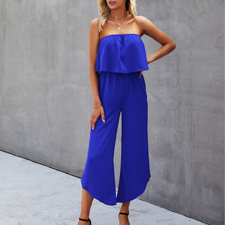 Off-shoulder Straight-leg Pants Jumpsuit