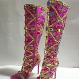 Rose Red Zipper Delight Boots