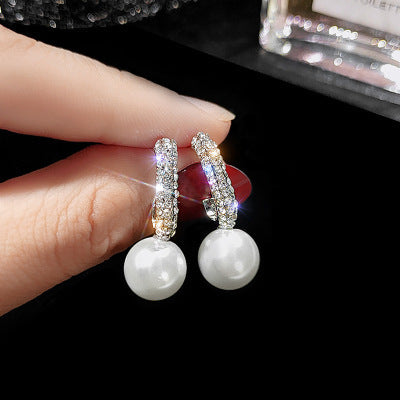 White Satin Diamond Earrings