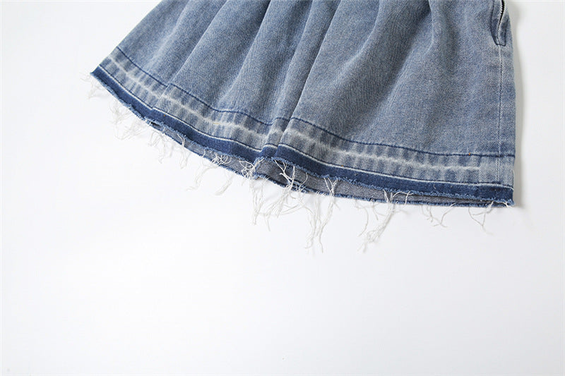 Pleated Blue Wash Street Skirt