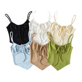 Retro Pleated Drawstring Cami