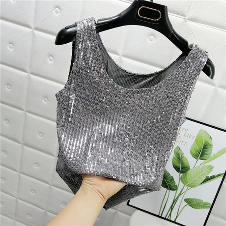 Glitter Sequin Sparkle Cami Crop Top