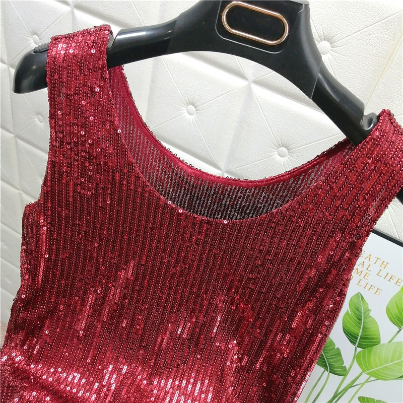 Glitter Sequin Sparkle Cami Crop Top