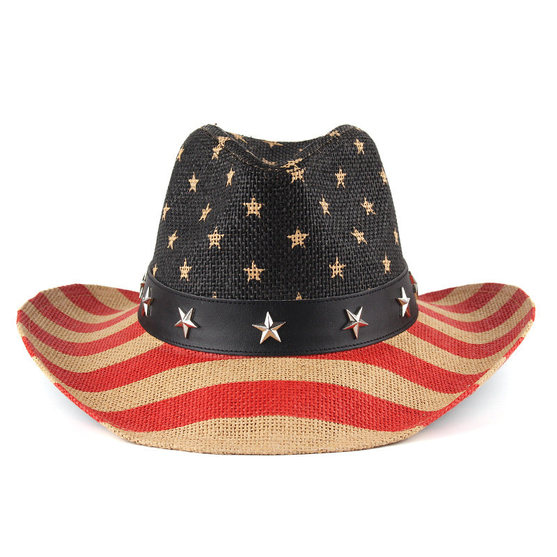 Double-layer Printed Straw Cowboy Hat