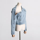 Claire Asymmetrical Neckline Jean Jacket