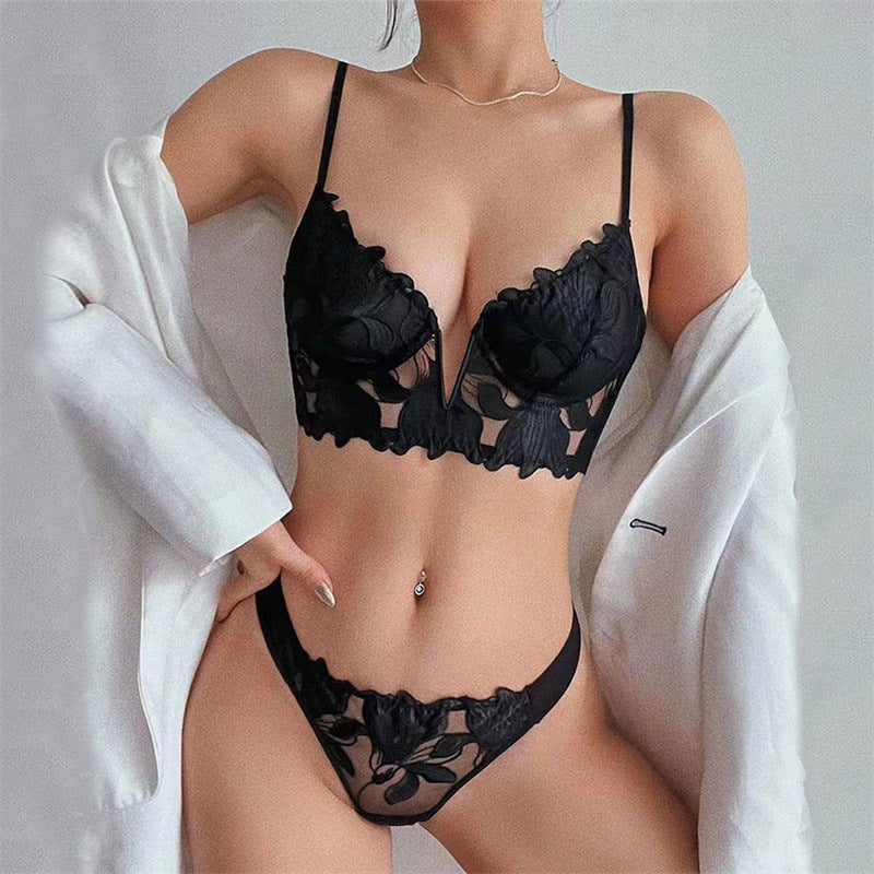 April Lace Corset Bra and Panty Set