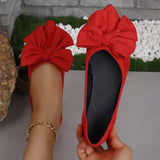 Bowtiful Pointed-toe Low-heeled Slip On Flats Shoes