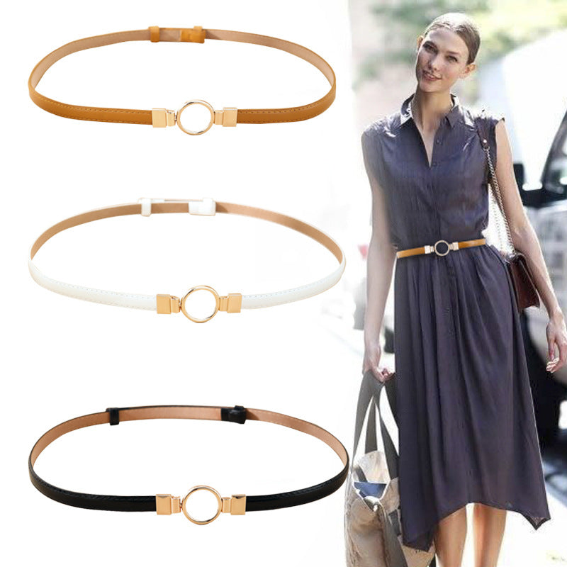 Adjustable Double Buckle Leather Belt