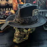 Handmade Skull Print Cowboy Hat