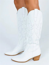 Embroidered Chic High Tube Knee-high Boots