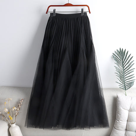 Pleated Gauze A-line Skirt