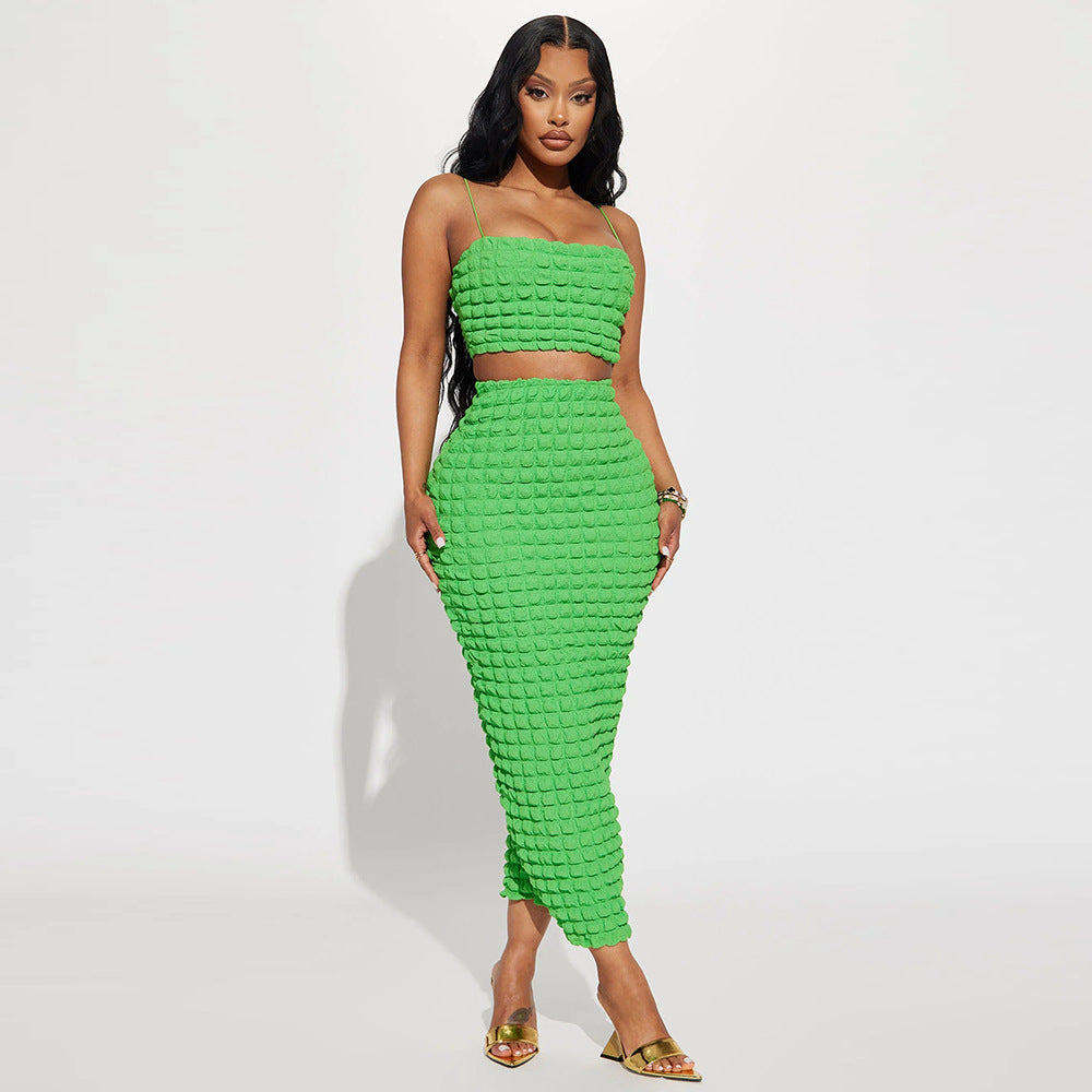 Lace-up Green Dream Skirt Set