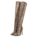 Seductive Serpent Pattern Stretch Boots