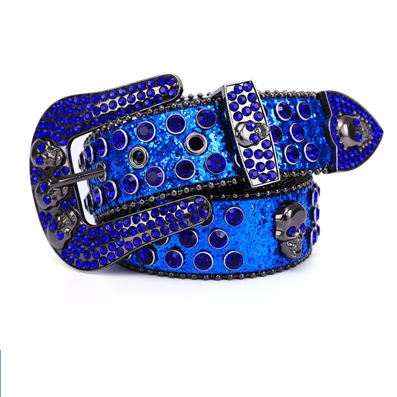 Rebel Rhinestone Skull Belt