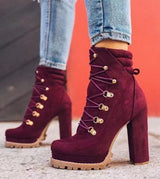 Seductive Suede Lace-Up Heeled Boots