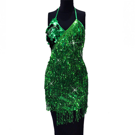 Nikola Tassel Halter Body Jewelry Dress