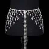 Rhinestone-Encrusted Mesh Tassel Body Jewelry