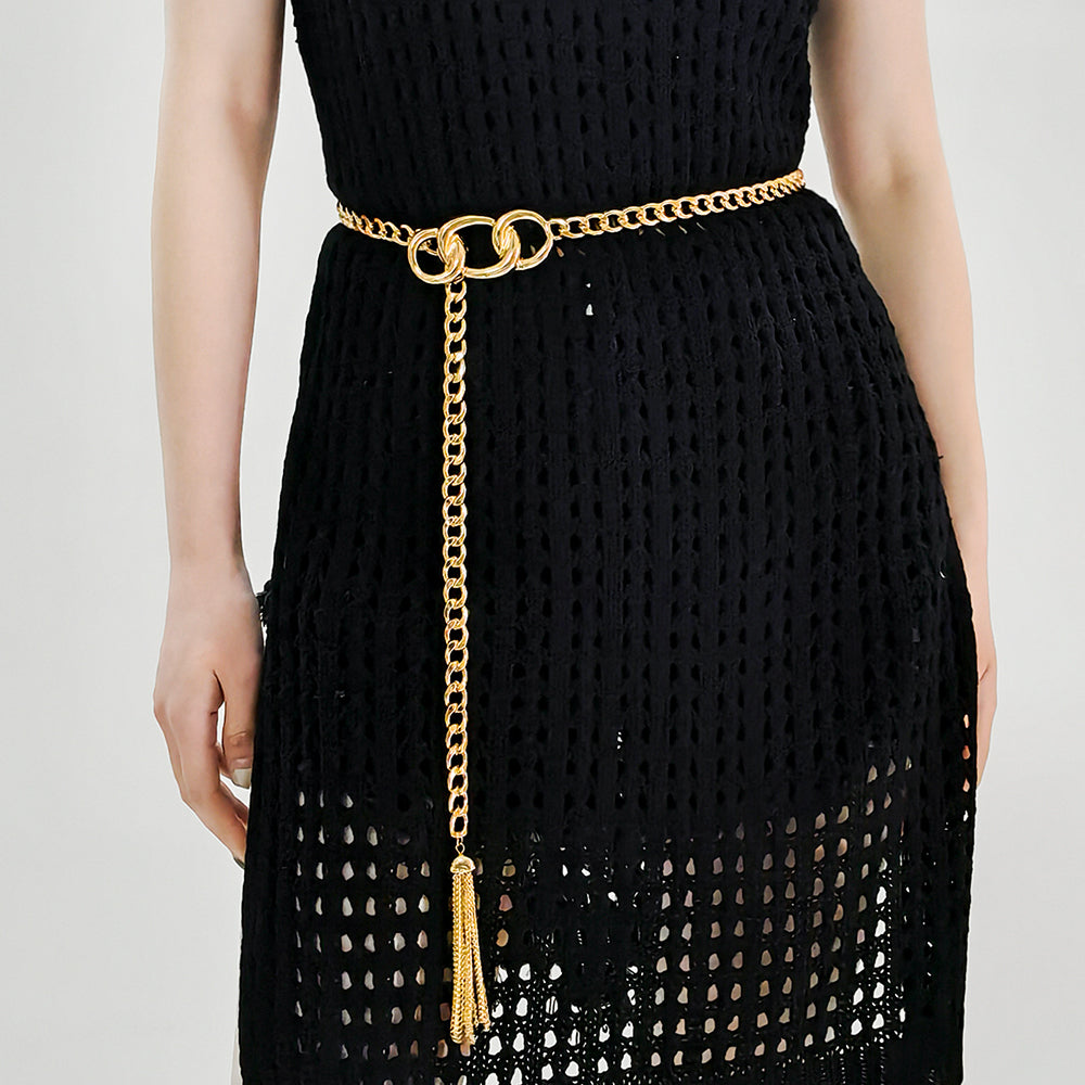 Edgy Metal Fringe Waist Chain Belt