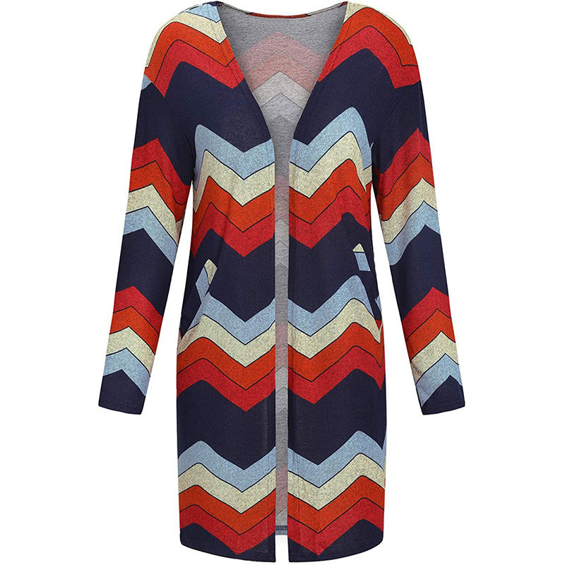 Striped Print Cardigan Jacket