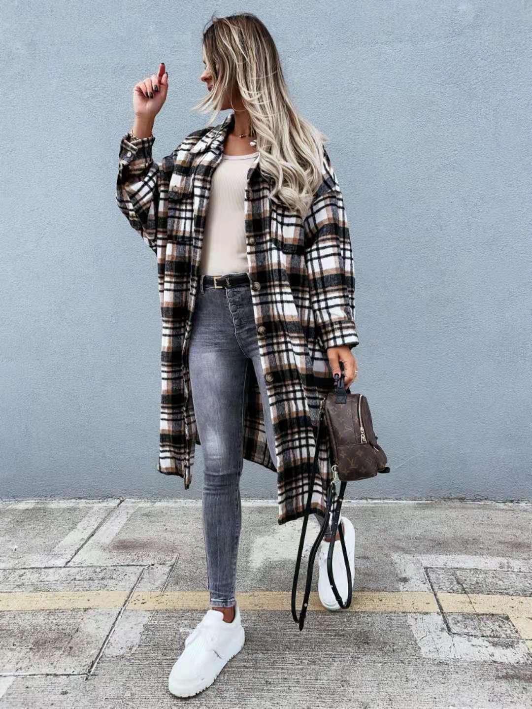 Oversized Plaid Cardigan