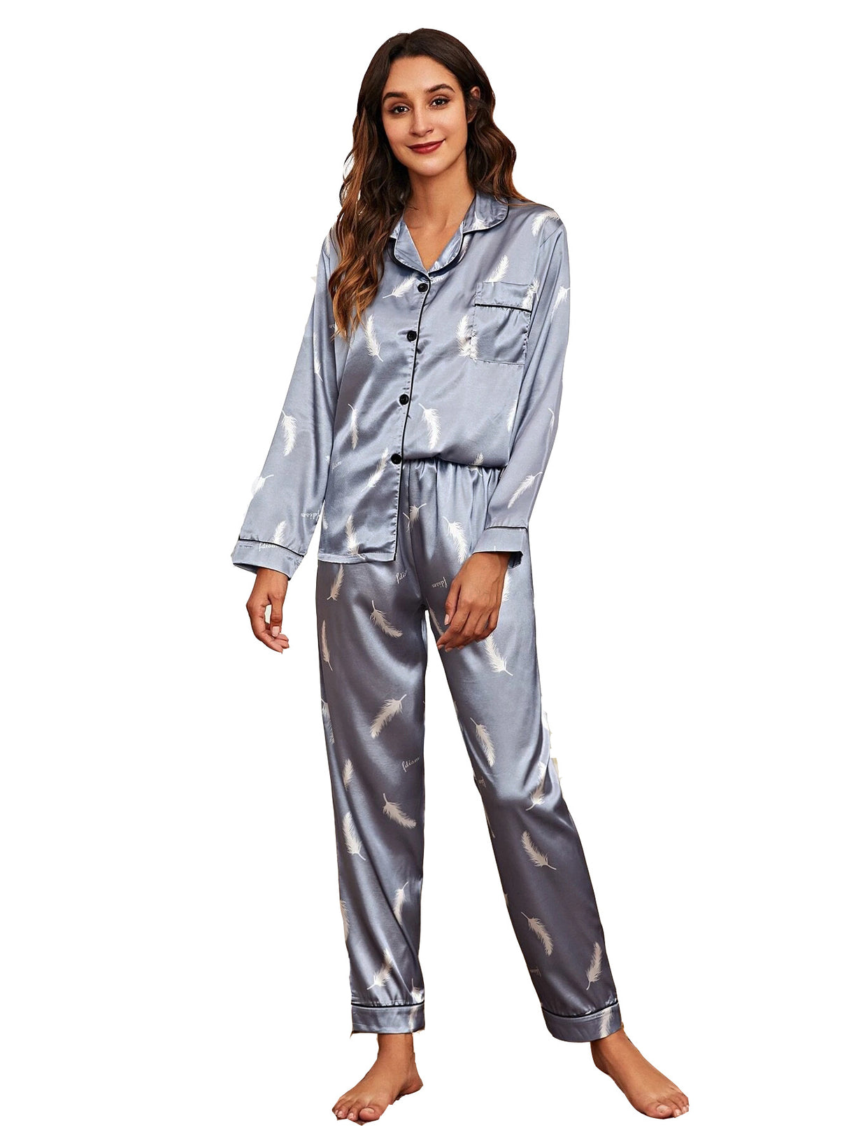 Stretch Satin V-Neck Pajama Set