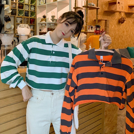 Polo Striped Crop Top