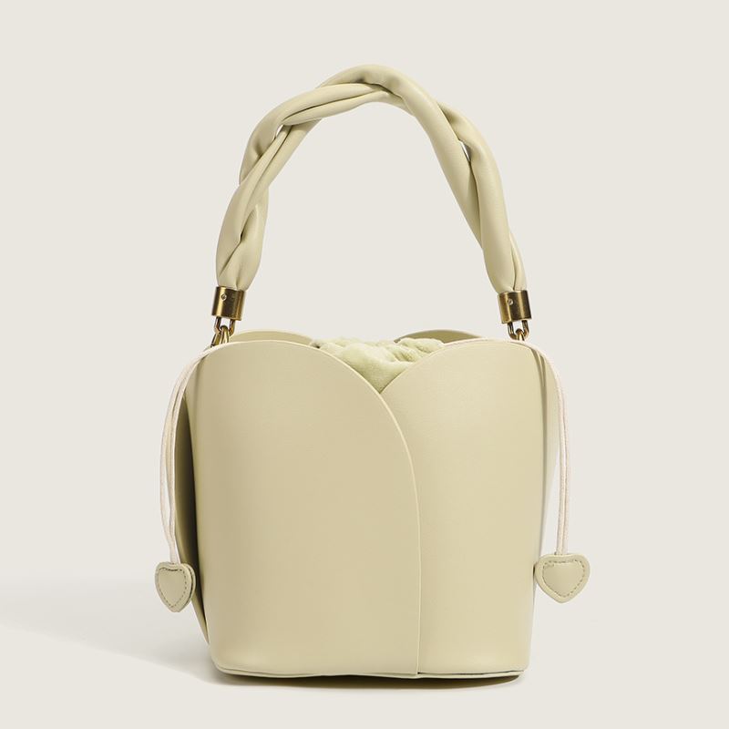 Floral Elegance Leather Drawstring Handbag