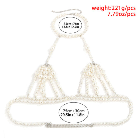 Elegant Pearl Beaded Multilayer Waist Chain Body Jewelry