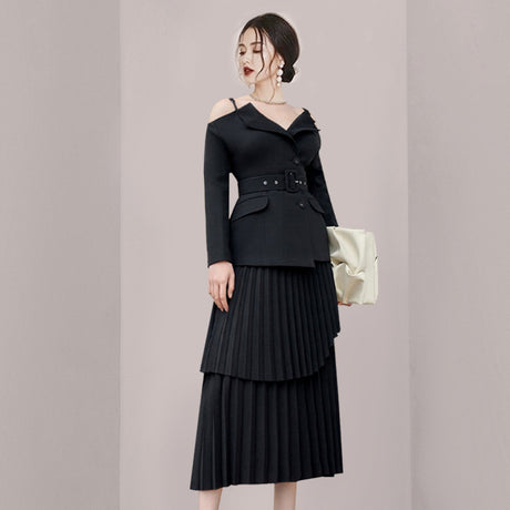 Whimsy Pleated Mid-length Skirt Set