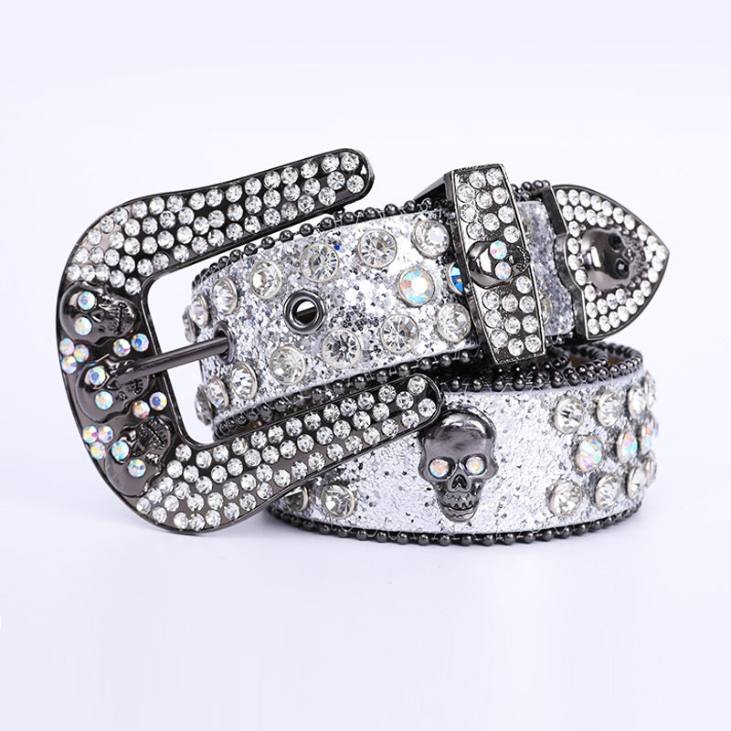 Rebel Rhinestone Skull Belt