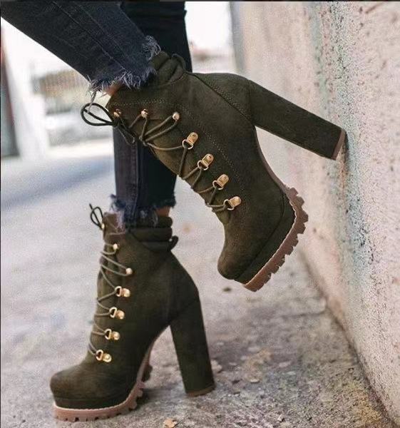 Seductive Suede Lace-Up Heeled Boots