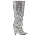 Diamond Diva Rhinestone Stiletto Knee-high Boots